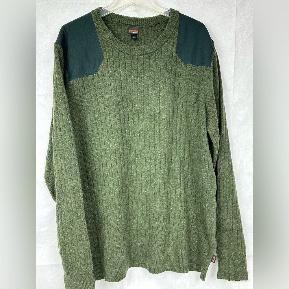 Patagonia Shoulder Patch Green Pullover Sweater Mens Size XL